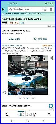 VESAFE TPMS 10 Wireless Tire Pressure Monitoring System for RV, Trailer (READ)