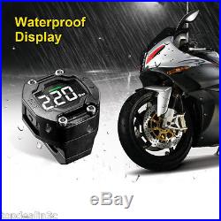 Waterproof TPMS Motorcycle Tire Pressure Monitoring System+2 Sensor LCD Wireless