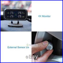 Wireless Car Tire Pressure Monitoring TPMS System Monitor & 4 External Sensors