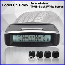 Wireless Solar Power TPMS Tire Pressure Monitoring System 4 External Sensors USB