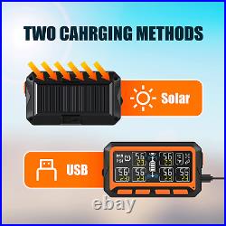 Wireless Solar TPMS Car Tire Pressure Monitoring System USB Rechargable+6 Sensor