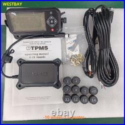 Wireless Solar TPMS LCD Truck Tire Pressure Monitoring System 10 External Sensor