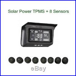 Wireless Solar TPMS Tire Pressure Monitor System 8 Sensor with Repeater For Bus RV