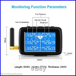 Wireless TPMS Car Tire Tyre Temperature Pressure LCD Monitor+6 External Sensors