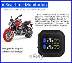 Wireless TPMS Motorcycle Tire Pressure Monitor System With 2 External Sensor