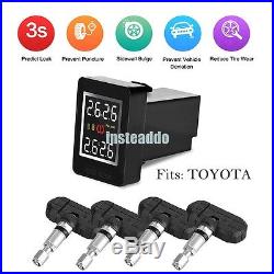 Wireless TPMS PSI/BAR Tire Tyre Pressure Monitor System+4 Sensors LCD For Toyota