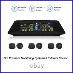 Wireless TPMS Tire Pressure Monitoring System Fits RV Tow with 6 External Sensors