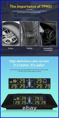 Wireless TPMS Tire Pressure Monitoring System Fits RV Tow with 6 External Sensors