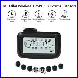 Wireless TPMS Tyre Pressure Monitor System 8 Sensors + Repeater For Trailer RV